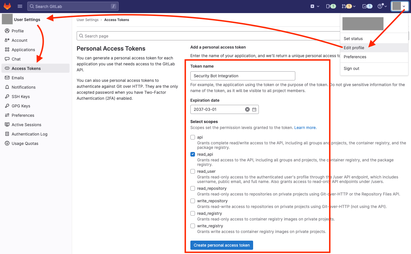 GitLab access token